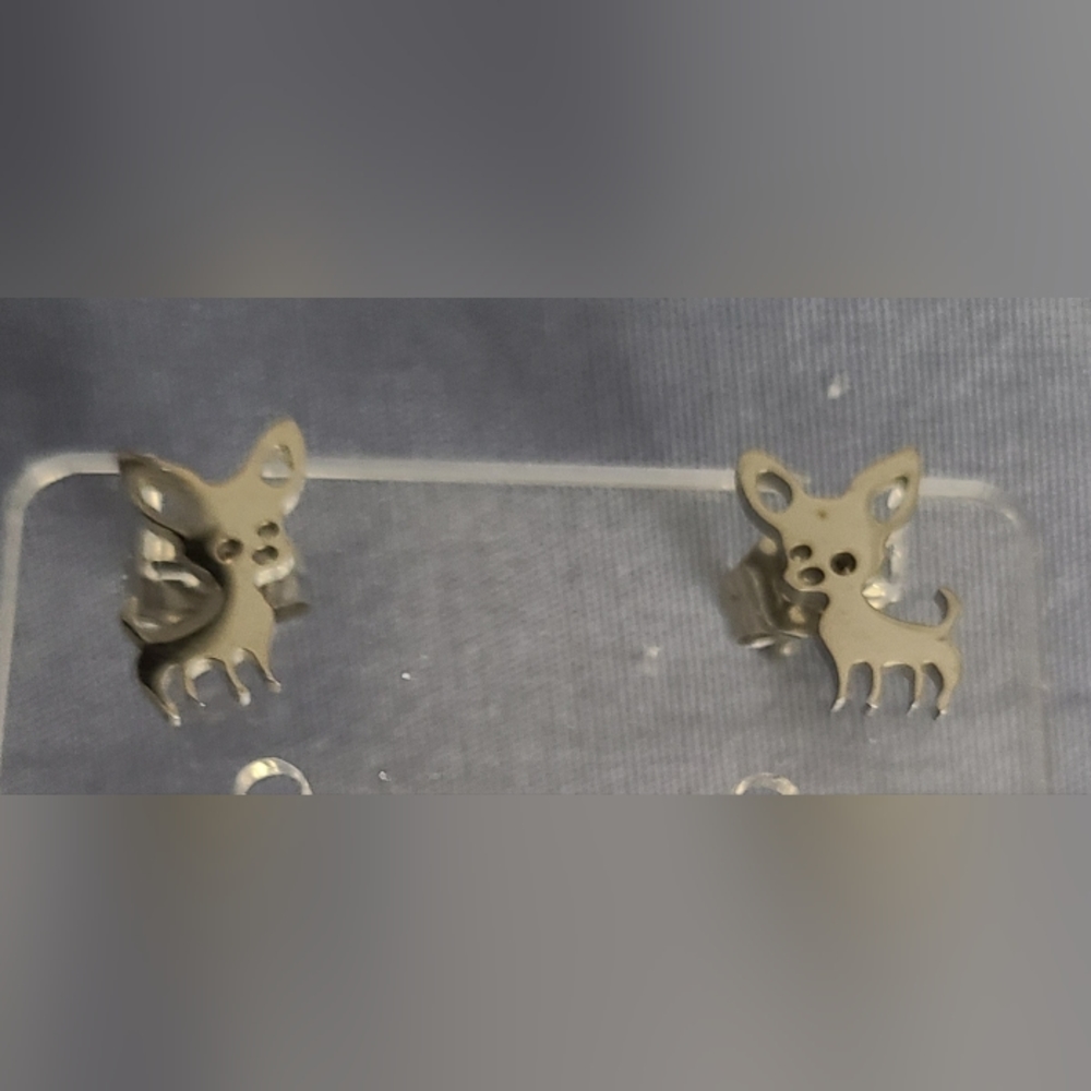 Silver Doggie earrings cute new